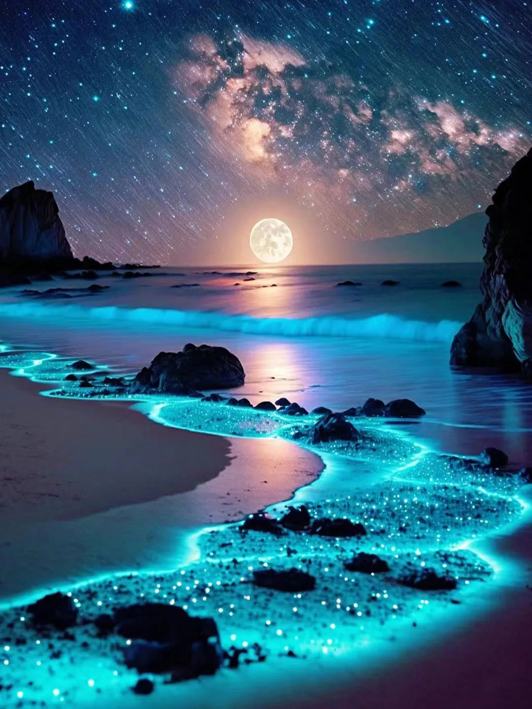 5D Diamond Painting DIY Likes Novelty Gifts Moon Seaside Landscape Embroidery Night Scenery Mosaic Home Decor Full Round Drills