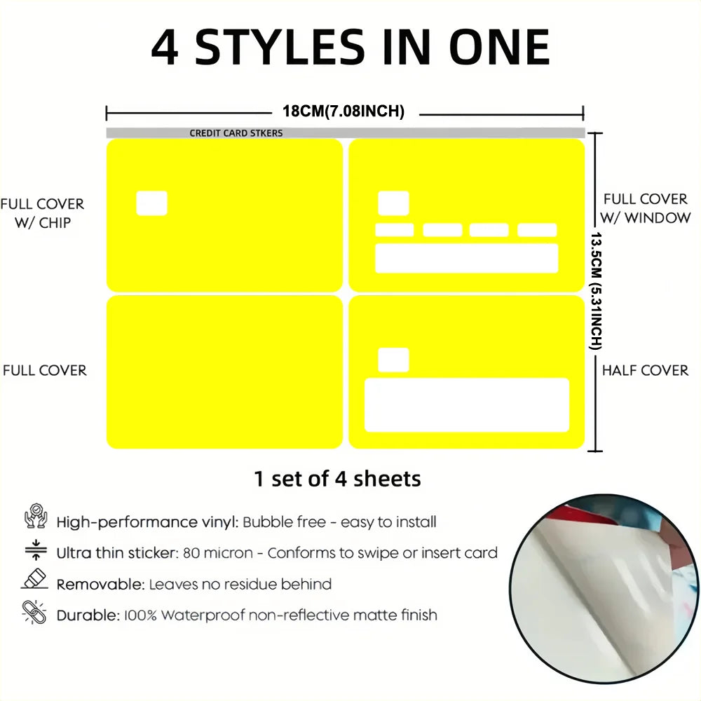 Cute Highland Cow Bank Credit Cards Bus Pass Stickers Cool Decoration Waterproof 4PCS Card