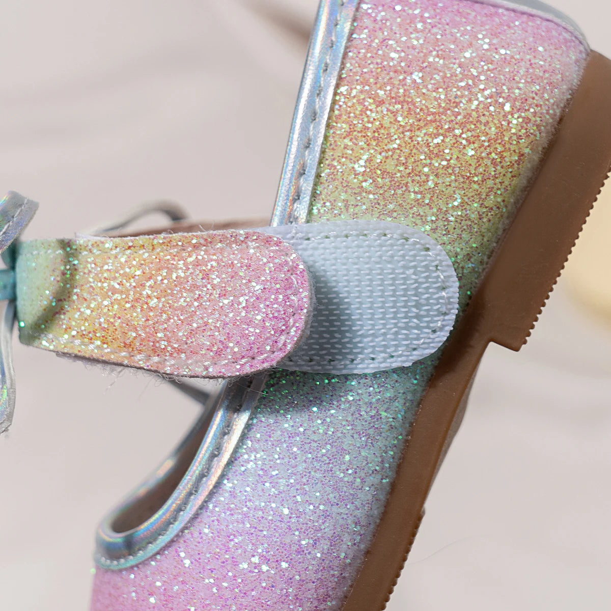 Girl'S Princess Shoes Glittery Rainbow Color Beautiful Autumn Kids Single Shoe Flat Mermaid Toddler Anti-Slip Children Shoe