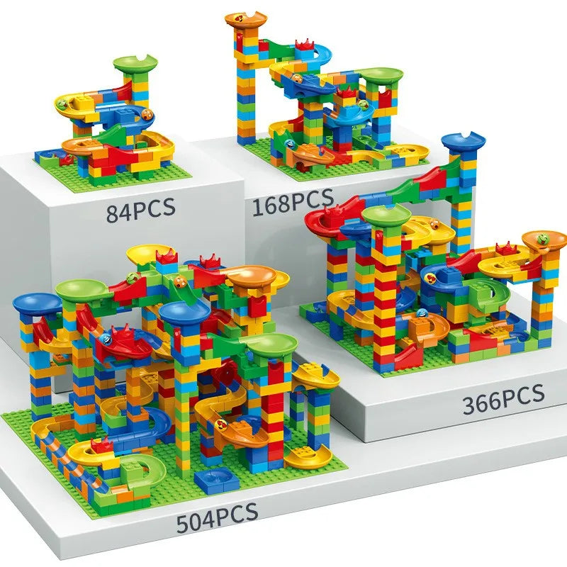 84-504PCS Marble Race Run Blocks Maze Ball Track Toy Compatible city Building Blocks Funnel Slide Blocks Toys DIY Bricks Toys