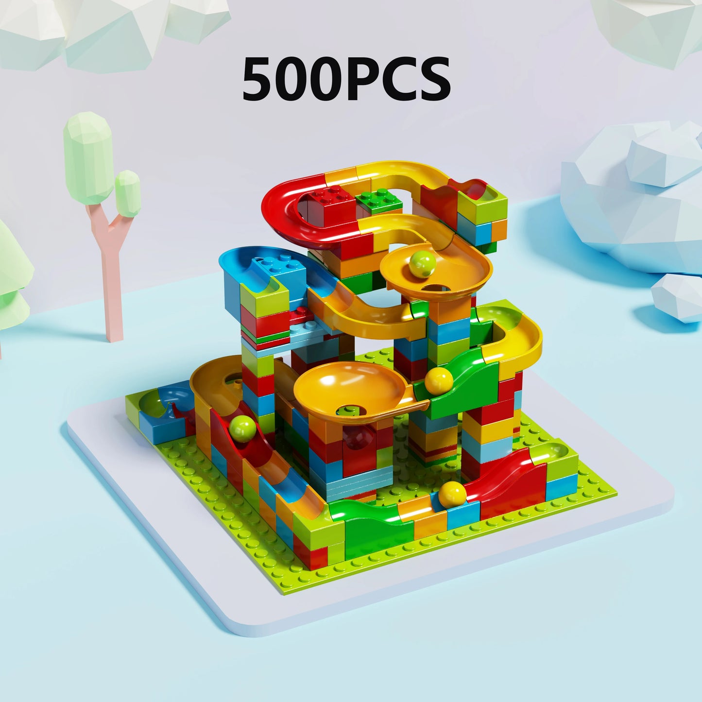 1000pcs Marble Run Building Blocks Bulk Set STEM Educational Toy for Kids Creative DIY Race Track Construction Kit for Learning