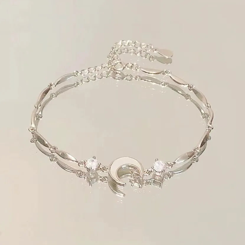 Sparkling Cherry Blossoms Butterfly Bracelet Women's Fashion Temperament Wave Moon Flower Adjustable Bracelet Wedding Jewelry