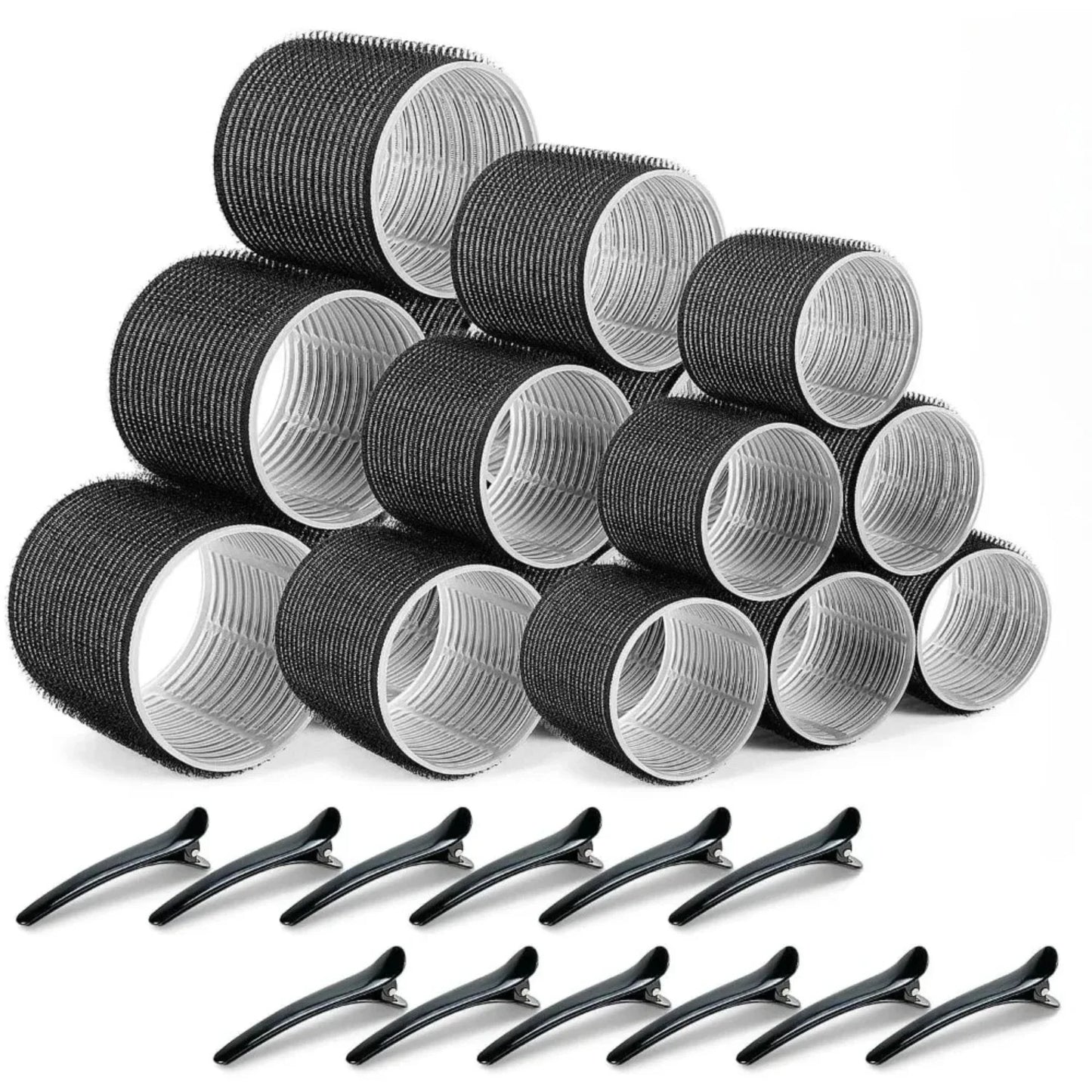 30PCS Heatless Hair Curlers Rollers with Clips Self Grip Hair Roller Set Women Hairdressing Curler Curl Salon Hair Styling Tools