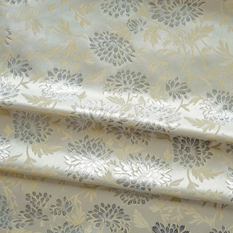Luxury Style Silver Silk Elegant Yarn Dyed Jacquard Fabric Soft Drape Dress Bag Diy Sewing Fabric By Half Meter