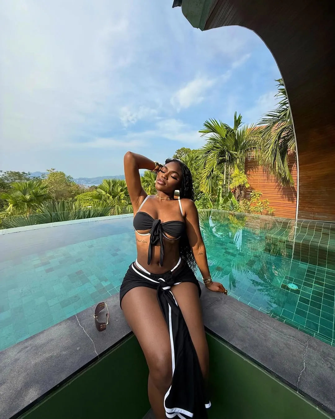 Women Three Piece Swimsuit Sexy Bikini Black Swimwear Feminine Beachwear Female Trikini Bathing Suit Dropshipping