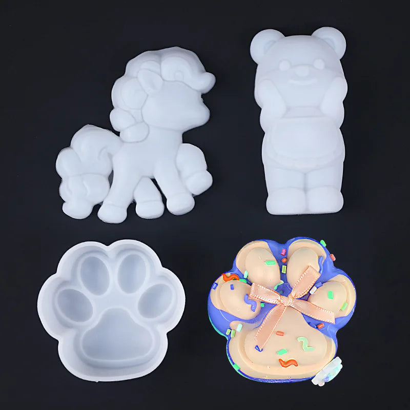 Food Toy Squeeze Mould Toast Handmade Molds DIY Cartoon Bear Slow-Rebound Stress Relief Squeeze Fun Rectangular Silicone Mold
