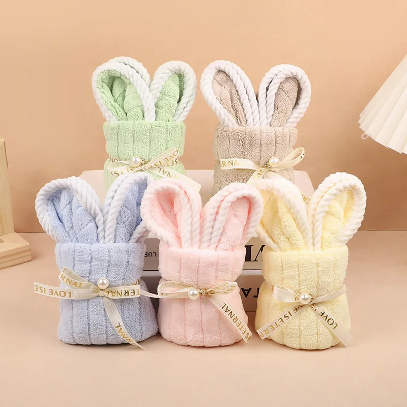 5Pcs Rabbit Towel Set Easter Gift Home Kitchen Bathroom Decor Supplies Wedding Baby Shower Kids Birthday Party Favors Guest Gift