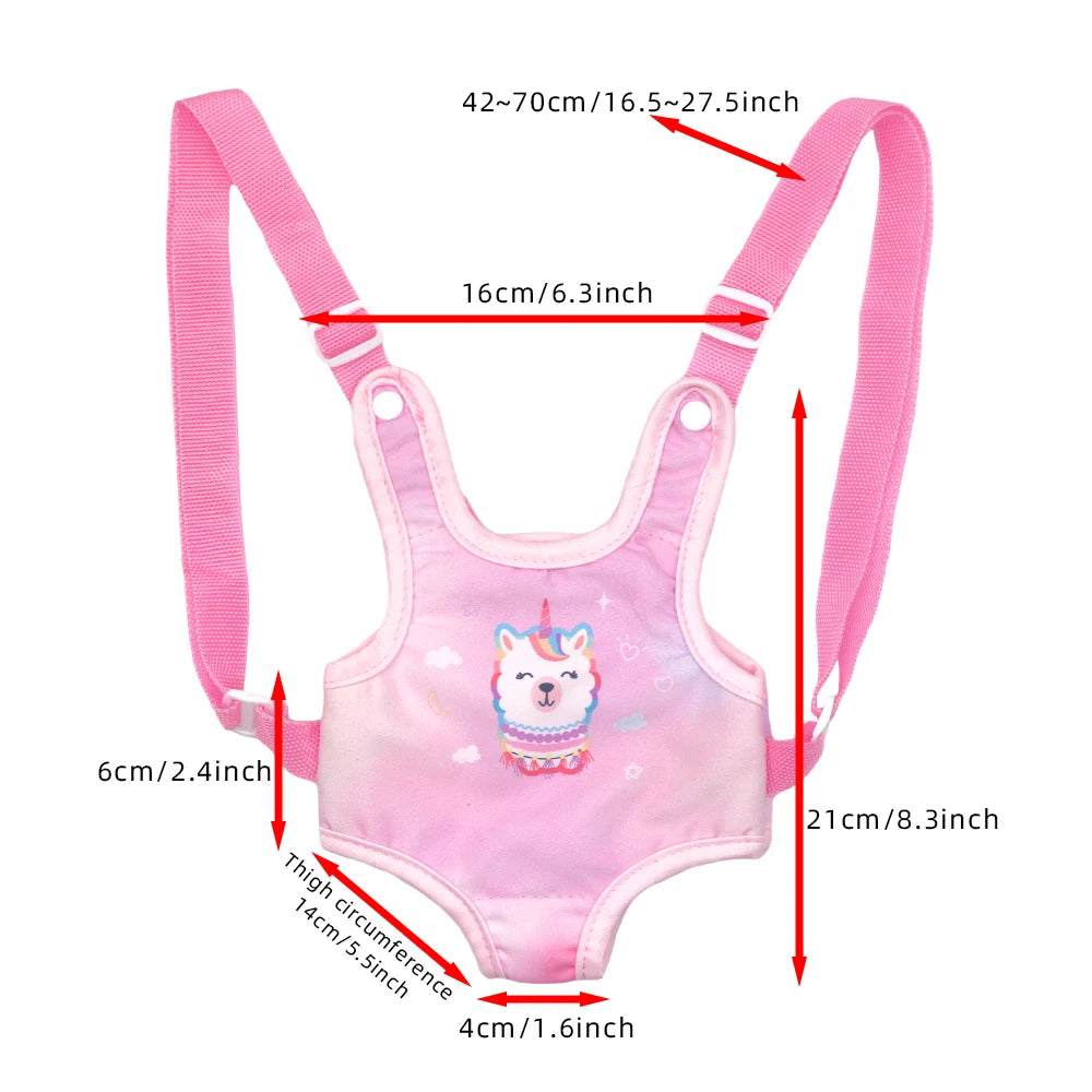 Alpaca Style Dolls Out Going Carry Bag 43-45cm Newborn Doll Clothes Accessories Christmas Birthday Gift18 Inch Doll Backpack Bag
