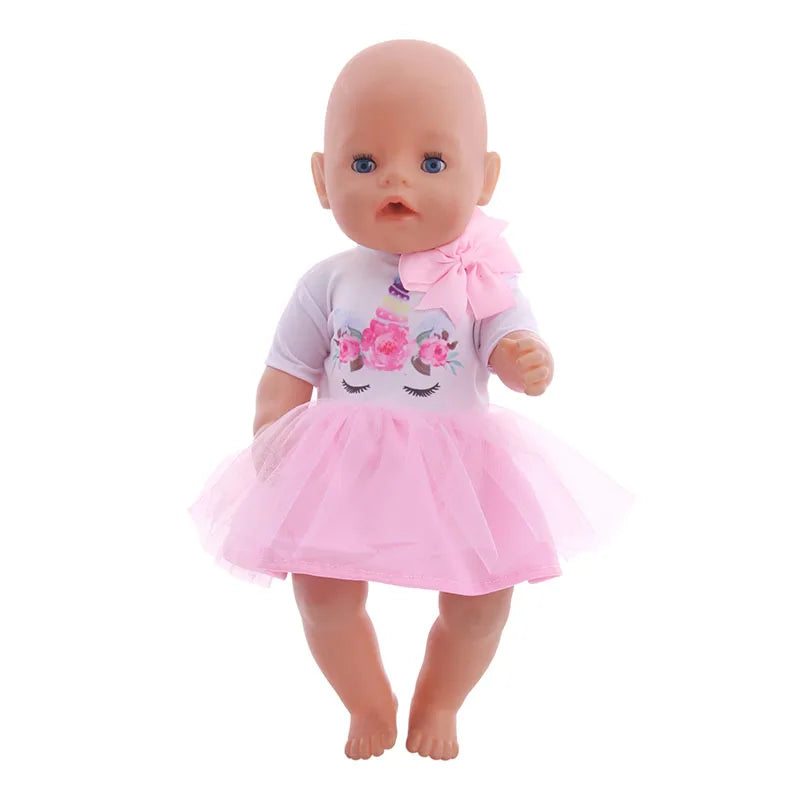 43cm Reborn New Born Baby Doll Clothes Unicorn Flamingo Fanny Cartoon Doll Accessories 18 inch Doll  Clothes American girl`s Toy