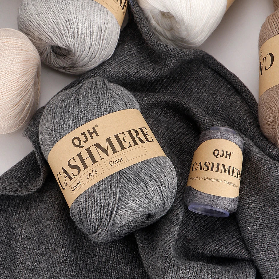 QJH 12 Set Luxurious Cashmere Yarn - Ultra-Soft & Premium Quality for Knitting Luxe Sweaters & Scarves, Hats - Yarn Enthusiasts