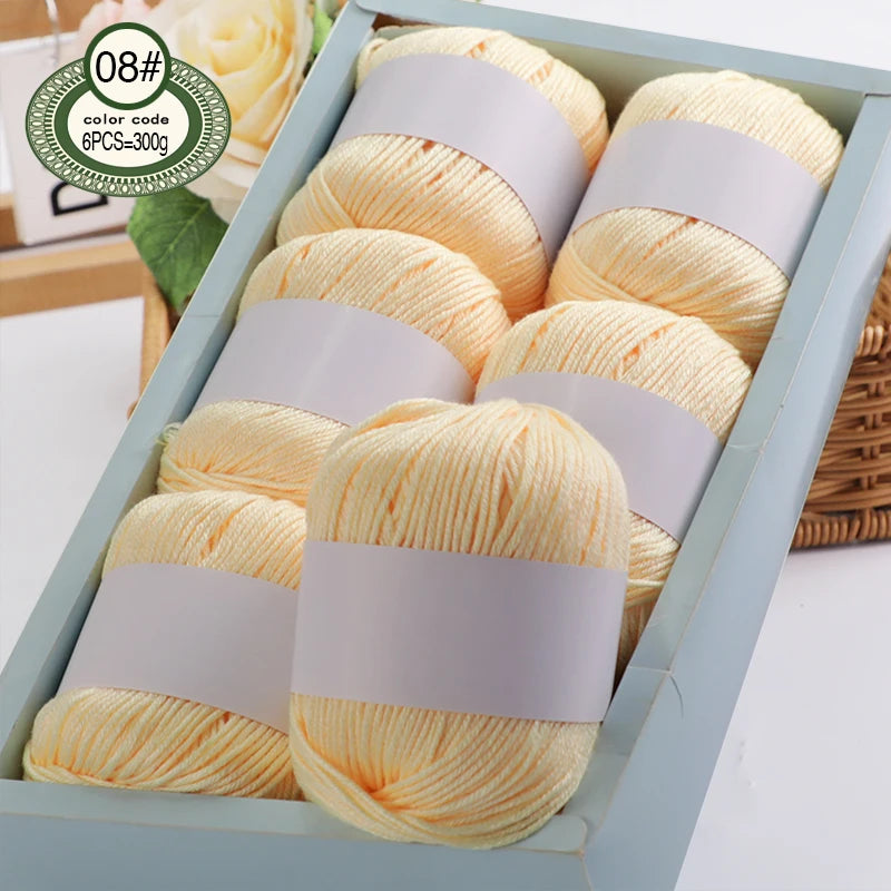 6pcs/Set Luxury Silk Blend Yarn, 50g Each, Soft Knitting Yarn Suitable For Sweaters, Baby Blankets And Scarves, Multiple Colors