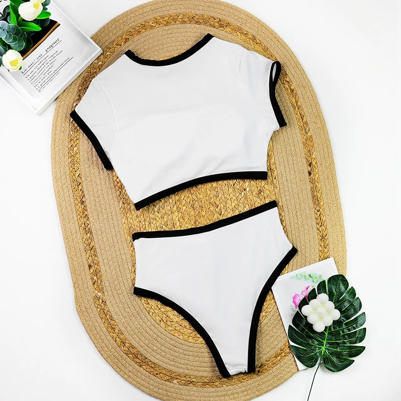 Woman Swimwear 2024 High Waist Bikinis Shorts Women's Swimsuit Luxury Ribbed Two-piece Bathing Suits Summer Bikini Set Swim Suit