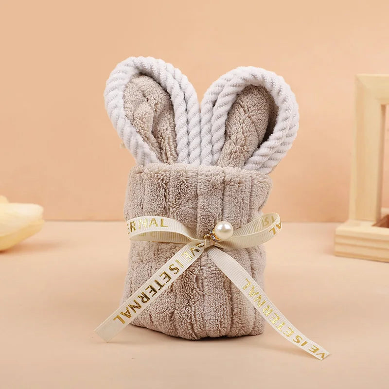 5Pcs Rabbit Towel Set Easter Gift Home Kitchen Bathroom Decor Supplies Wedding Baby Shower Kids Birthday Party Favors Guest Gift