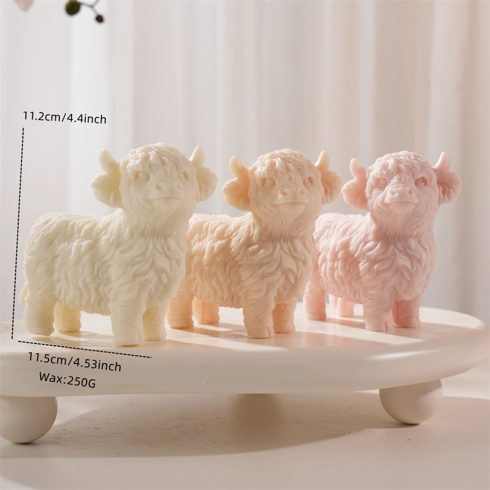 11.2CM Highland Cattle Cow Candle Mold Animal Cow Soy Wax Silicone Mould Figurine Animal Lover Home Decor