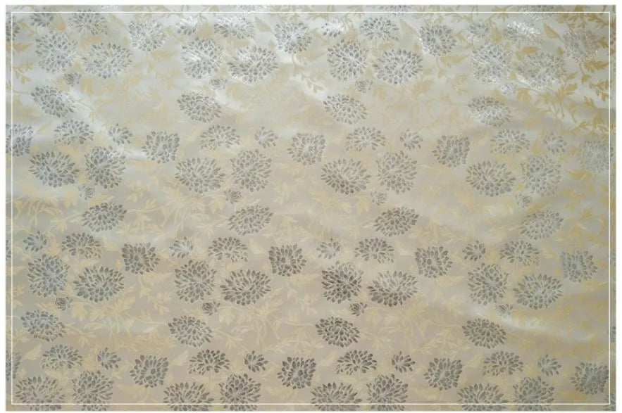 Luxury Style Silver Silk Elegant Yarn Dyed Jacquard Fabric Soft Drape Dress Bag Diy Sewing Fabric By Half Meter