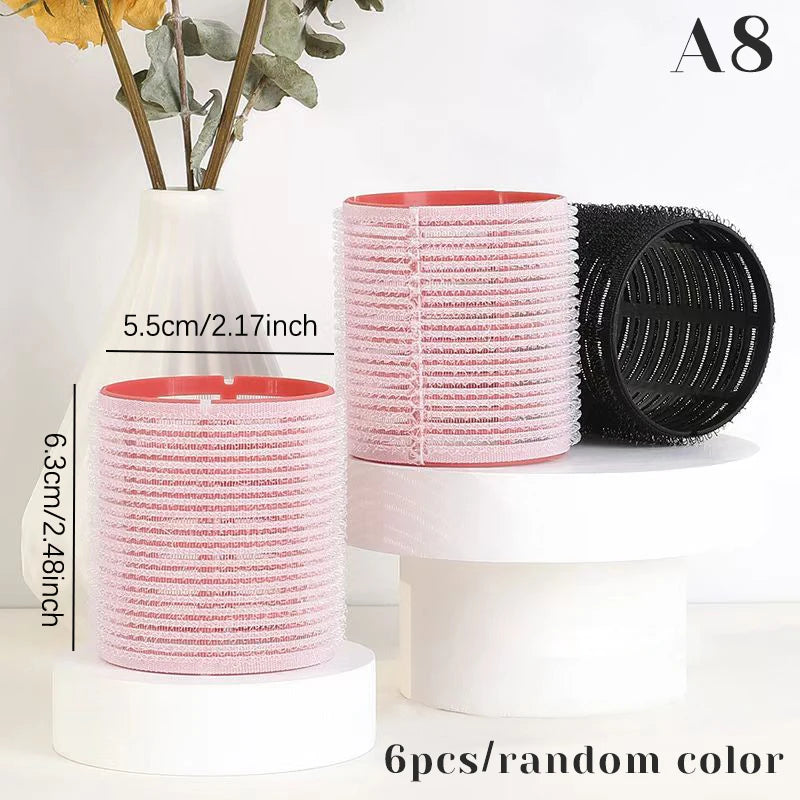 Hair Roller Set 6Pcs Self Grip Heatless Hair Curler Different Size No Heat Self-adhesive Curling Hairdressing Styling Tool