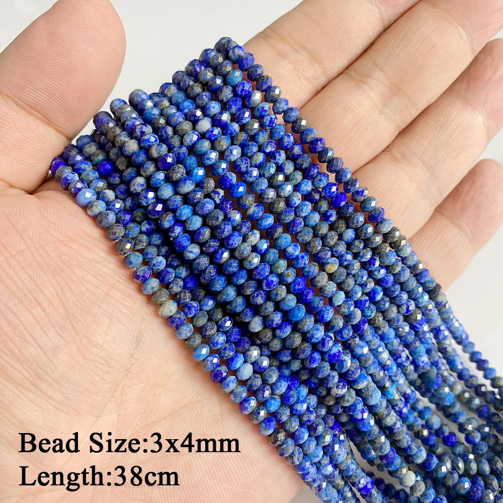Natural Lapis Lazuli Healing Stone Bead Handmade Necklace Bracelet Bead Accessories For DIY Wisdom,Confidence,Prosperity Jewelry
