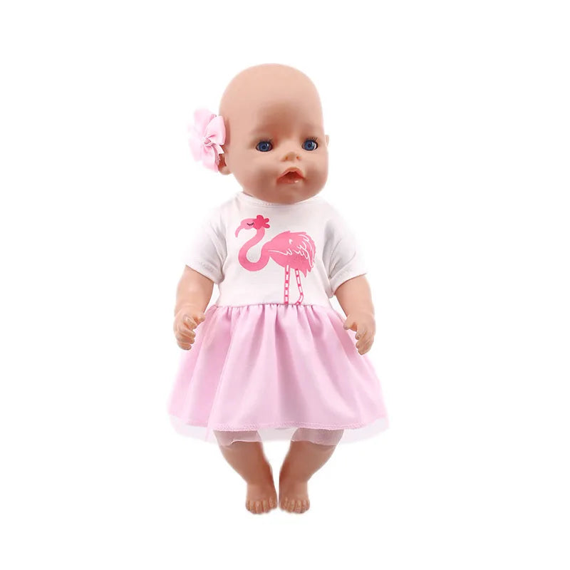 43cm Reborn New Born Baby Doll Clothes Unicorn Flamingo Fanny Cartoon Doll Accessories 18 inch Doll  Clothes American girl`s Toy