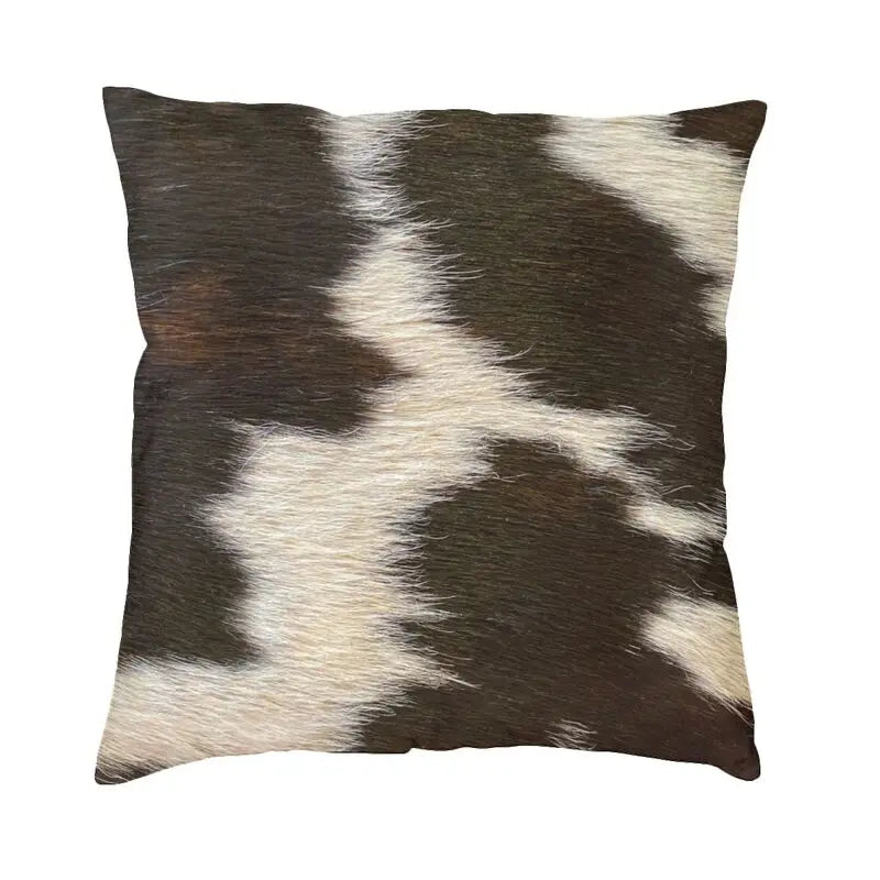 Hot Sale Scottish Highland Cow Cowhide Texture Cushion Cover 3D Print Animal Hide Leather Throw Pillow Case Sofa Car Home Decor