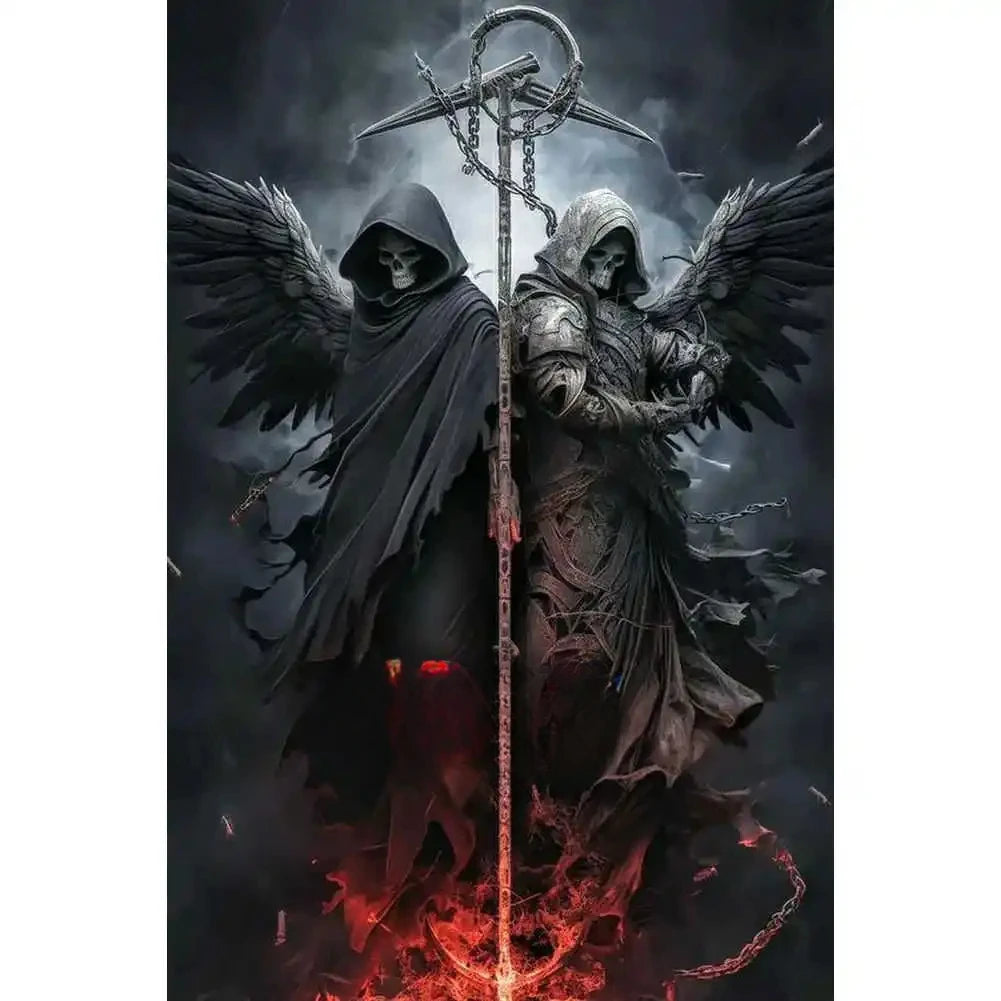 Oil Painting By Numbers Gothic Skull Death God Number Drawing Canvas DIY Pictures By Numbers Home Decor