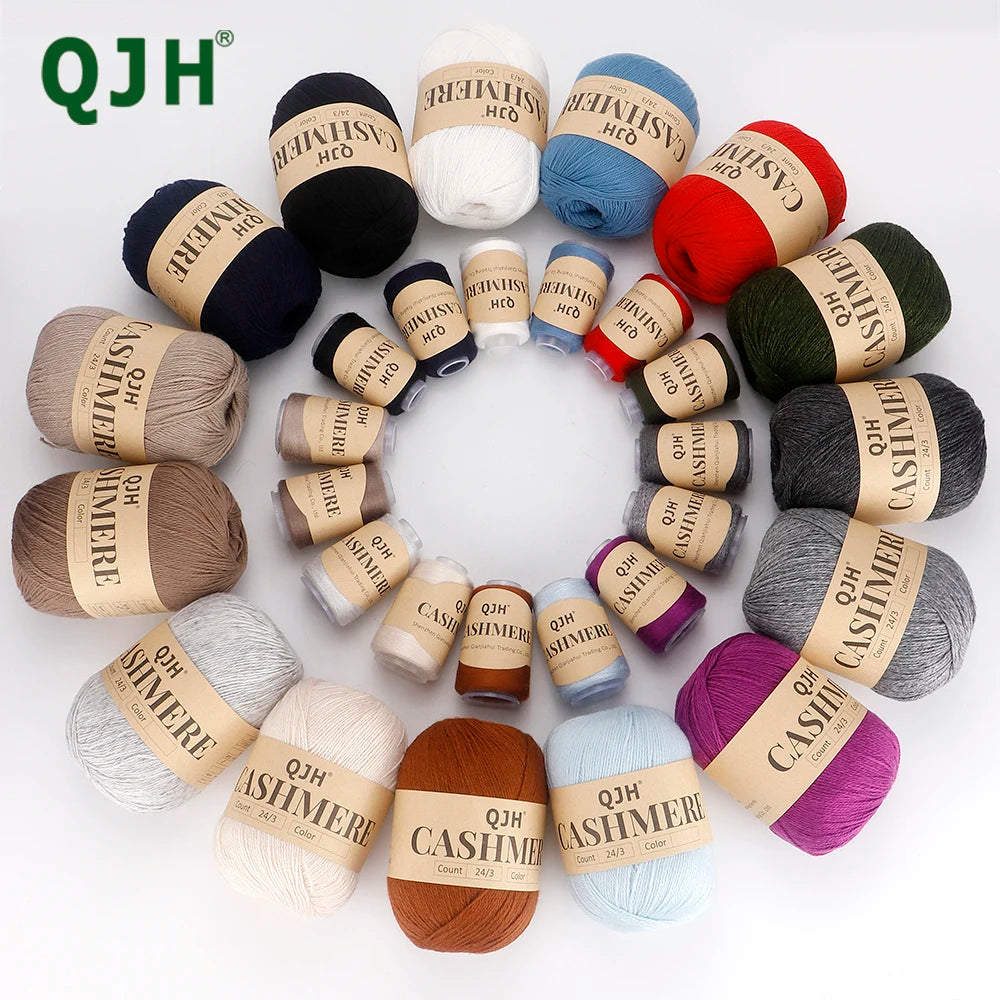 QJH 12 Set Luxurious Cashmere Yarn - Ultra-Soft & Premium Quality for Knitting Luxe Sweaters & Scarves, Hats - Yarn Enthusiasts