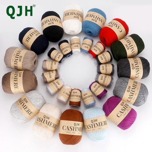 QJH 12 Set Luxurious Cashmere Yarn - Ultra-Soft & Premium Quality for Knitting Luxe Sweaters & Scarves, Hats - Yarn Enthusiasts