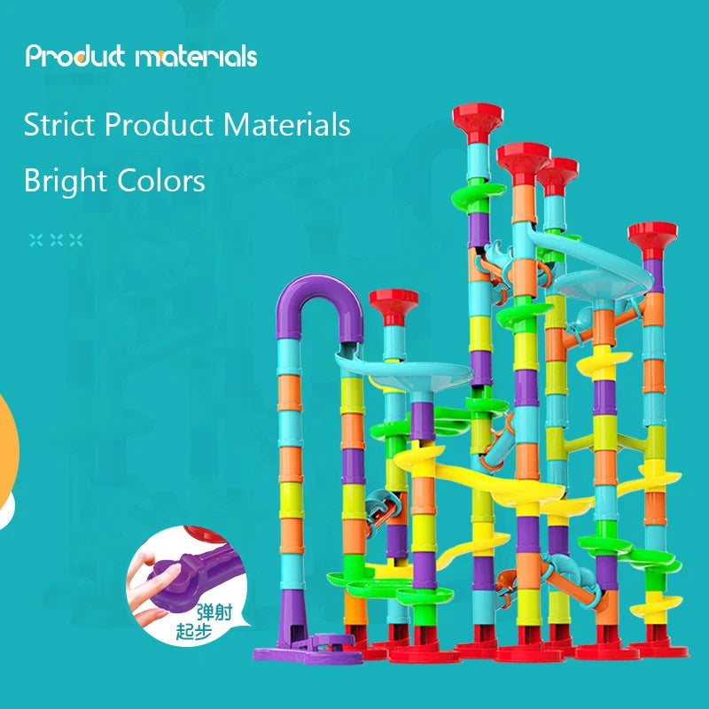 Marbles Run Catapult Track Building Blocks Slide Beads Educational Toys Children Gift Race Balls Toy Marble Track Race Set