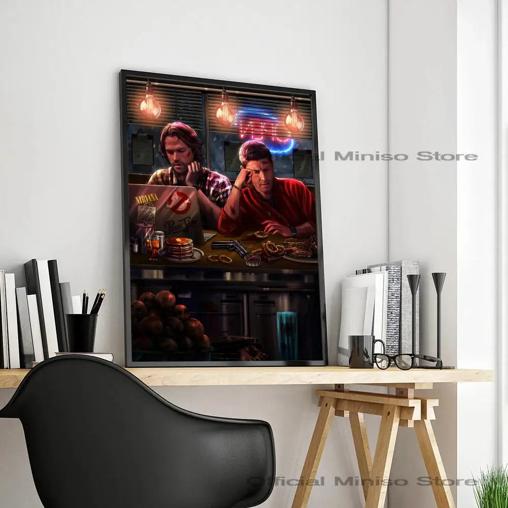 1pc Tv Show Supernatural Poster Self-adhesive Art Waterproof Paper Sticker Coffee House Bar Room Wall Decor