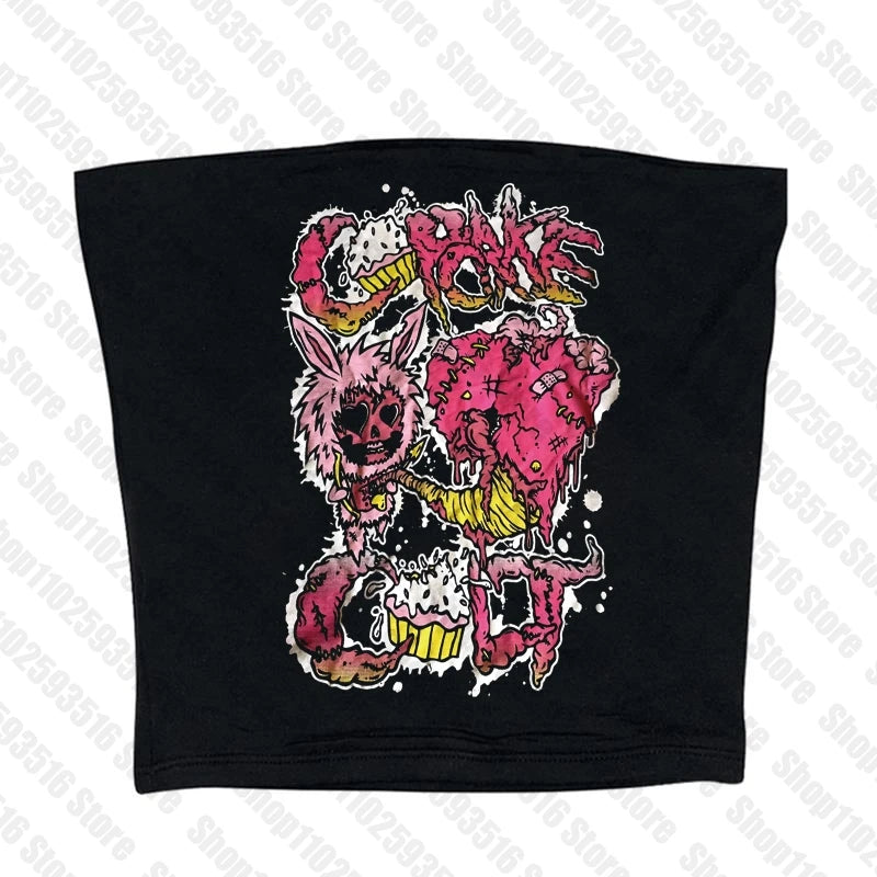Goth Female Clothing Woman T-shirts Women Clothes Grunge Clothes Y2k Tops Graphic Tees Y2k Top Kpop T-shirt Kawaii Emo Gothic