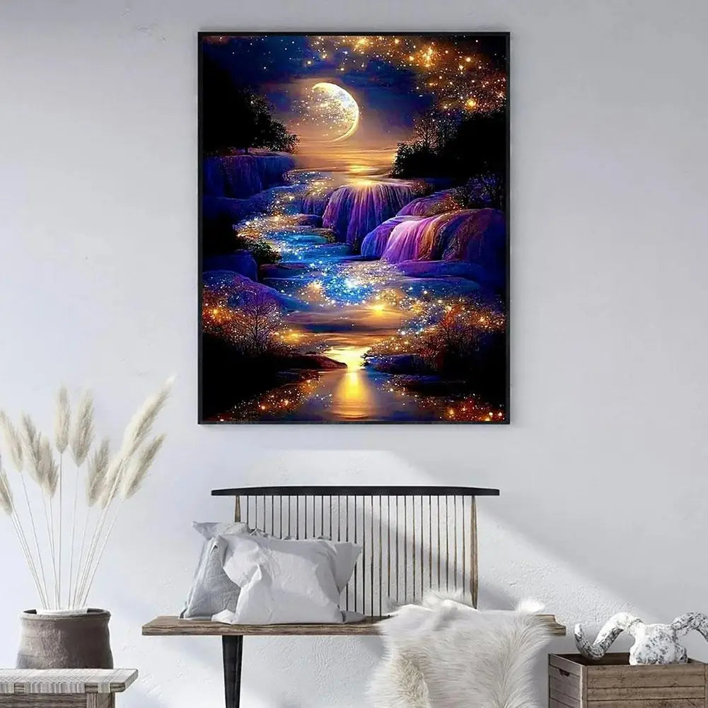 5D Diy Diamond Painting Moonlight Beach Diamond Art Kits Full Square Round Embroidery Mosaic Fantasy Landscape Wall Decor