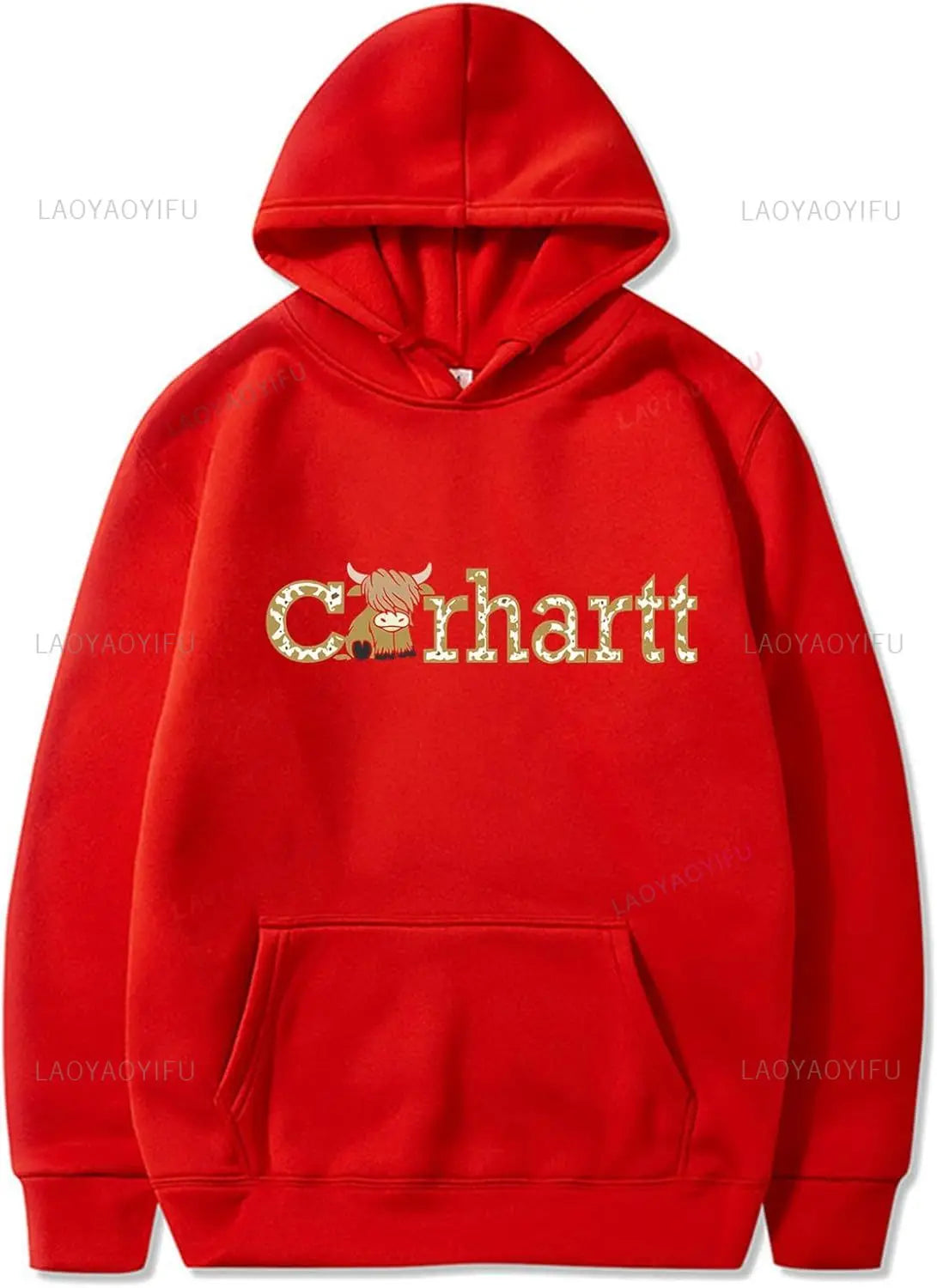 Cozy Women's Cow Print Hoodie - Western Highland Cattle Long Sleeve Pullover Top  Hoodie Essentials Hoodie