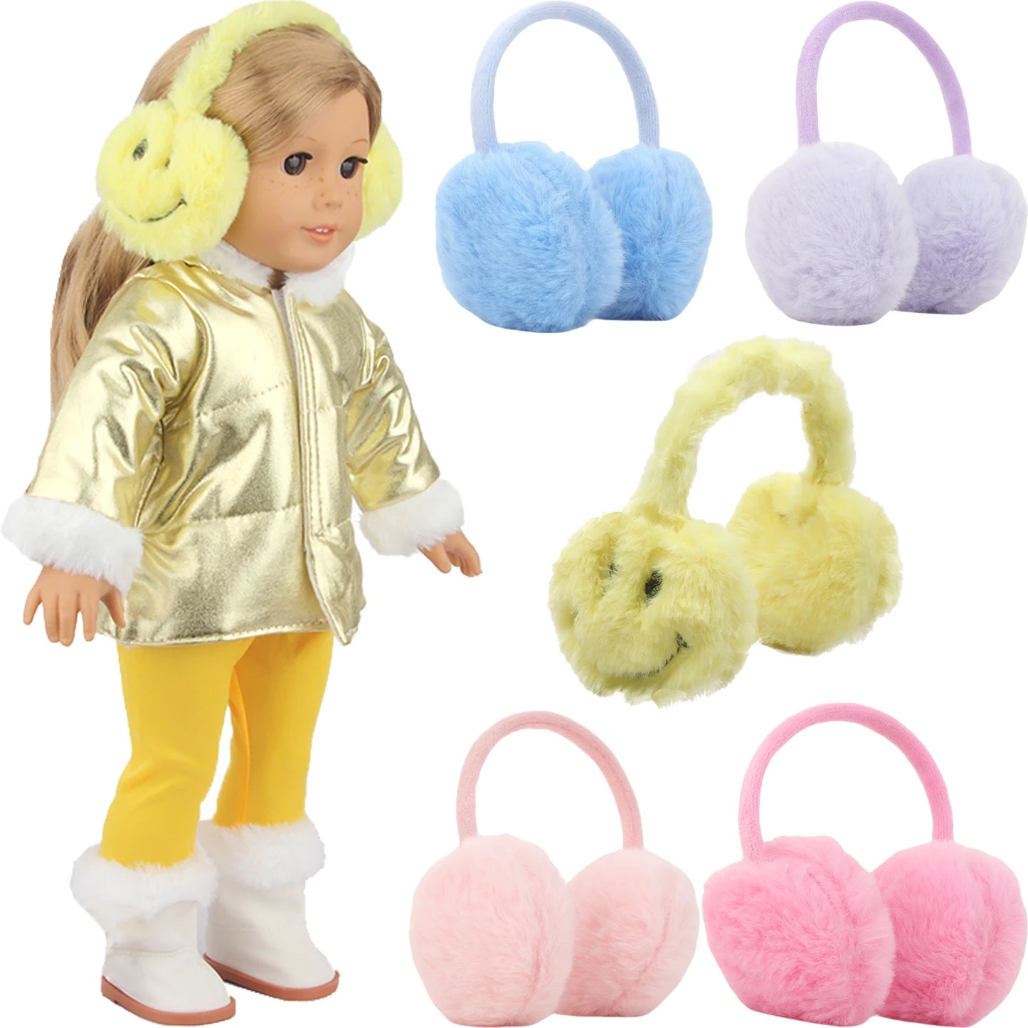 Cute Doll Plush Ear muffs For 43cm Baby Newborn Dolls Accessories For 18-inch American & OG Girl Doll Toy Warmth-Retaining
