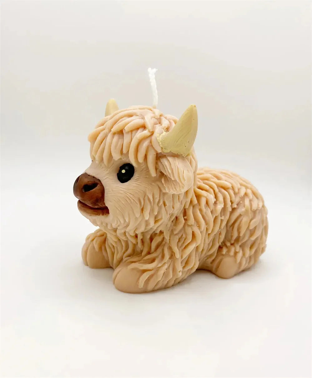 3D Highland Cow Silicone Mold Highland Yak Candle Mold Cute Animal Cattle Resin Concrete Cement Statue Art Mold Home Decor Tool