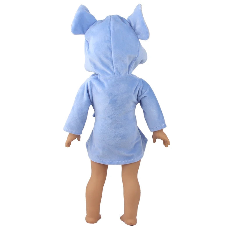 Doll Clothes Night-robe For 18 Inch American Doll Cartoon Animal Pajamas For 43cm Baby Girl Doll,OG,Russia,DIY Doll Girl's Gift
