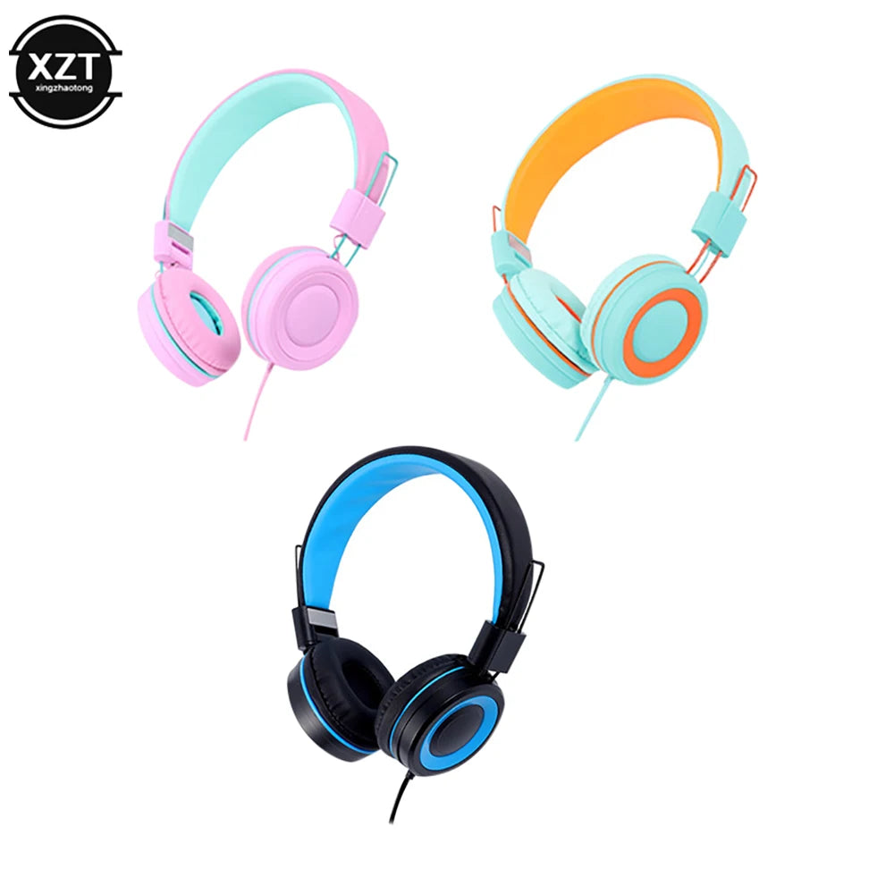 Kids Bluetooth Headphones 3.5mm Audio Jack Wired Earphone Foldable Stereo Headset With Mic for Girls Boys Gift Online Learning