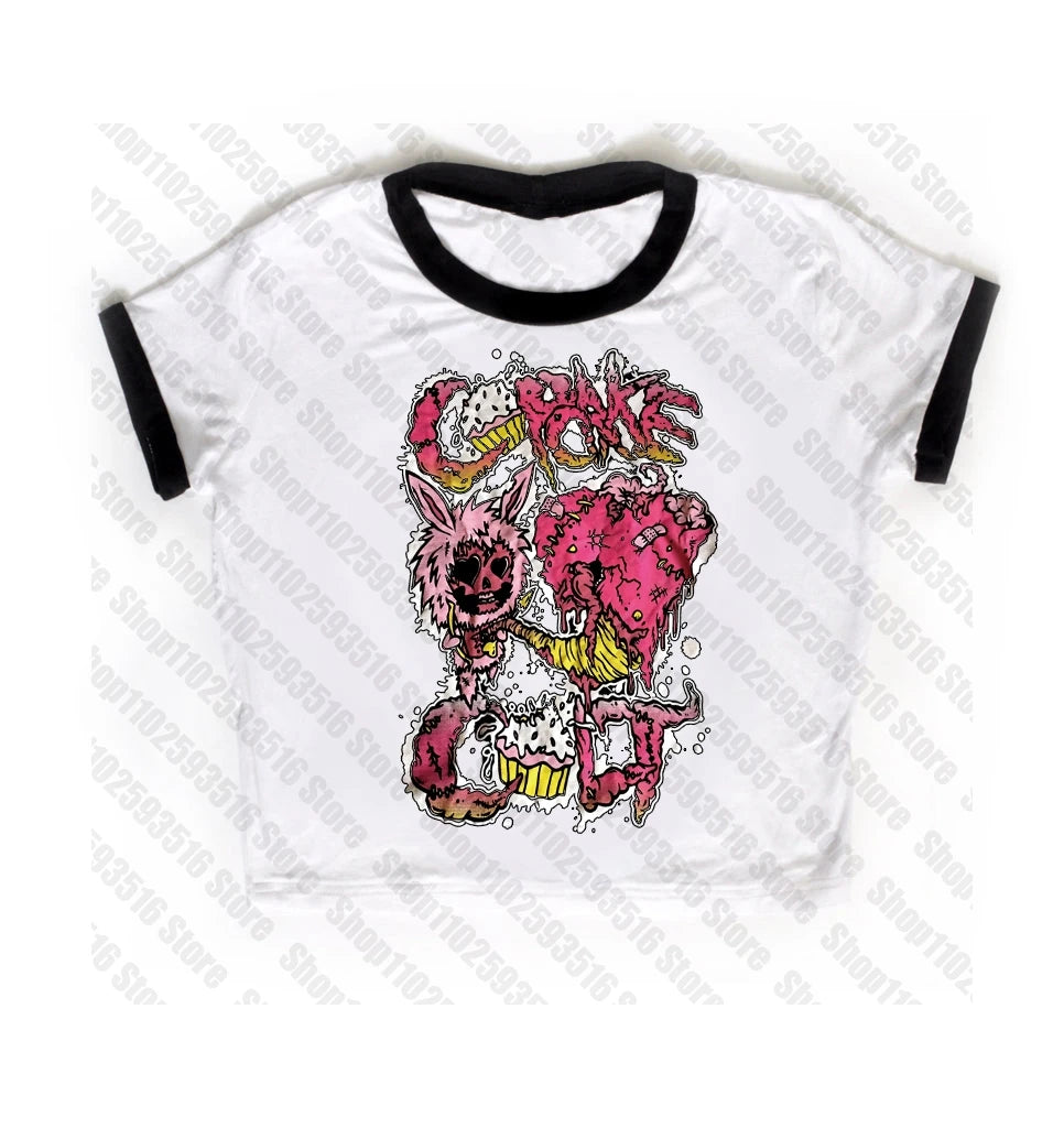 Goth Female Clothing Woman T-shirts Women Clothes Grunge Clothes Y2k Tops Graphic Tees Y2k Top Kpop T-shirt Kawaii Emo Gothic