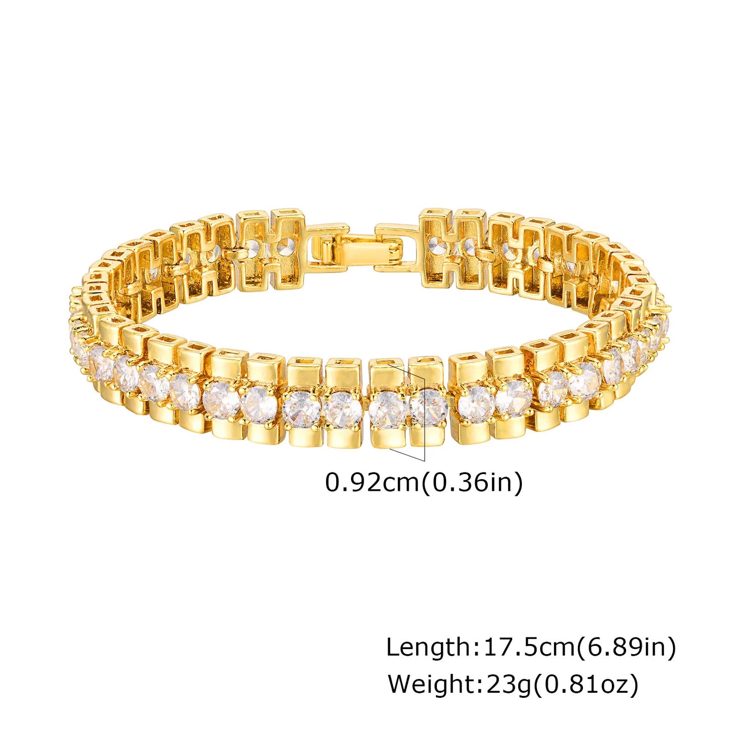 Tennis Bracelet, CZ Cubic Zirconia Rhinestone Chain Bracelet, Chunky Wide Hip Hop Jewelry
