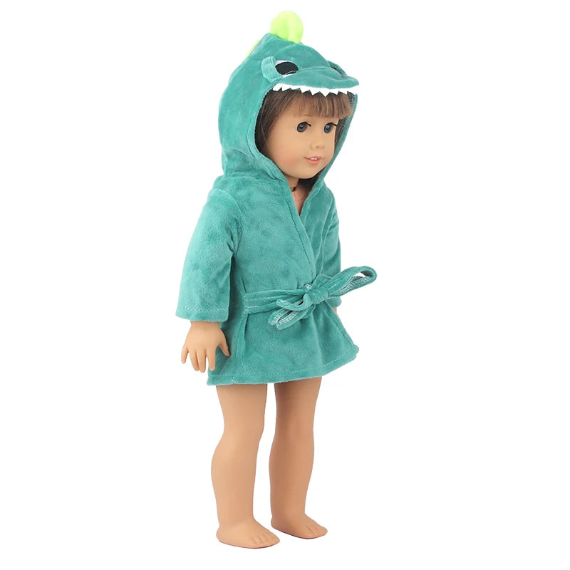 Doll Clothes Night-robe For 18 Inch American Doll Cartoon Animal Pajamas For 43cm Baby Girl Doll,OG,Russia,DIY Doll Girl's Gift