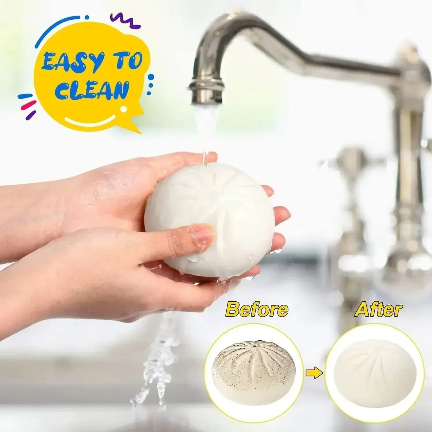 Colorful Dumpling Stress Balls Fidget Sensory Toy Squeeze Dough Ball Stress Relief Hand Toy Bun with Food Steamer Stretchy Desk