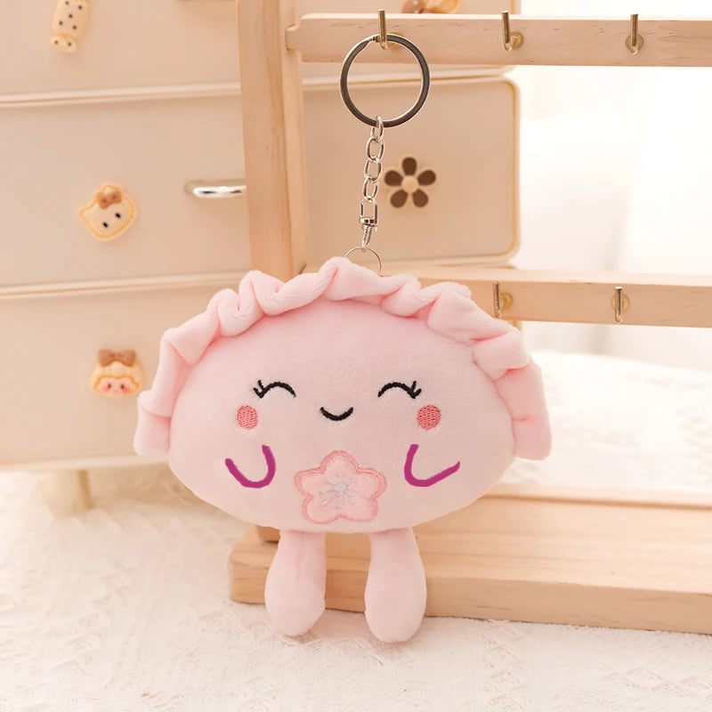 11cm Mini Rice Bao Steamed Stuffed Bun Plush Dumplings Keychain Cute Bag Pendant Decoration