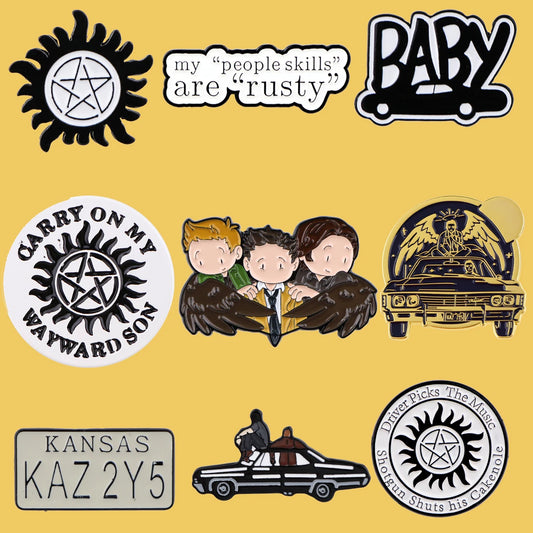 Classic TV Show Supernatural Brooches for Women Lapel Pins Badges on Backpack Clothing Accessories Creative Jewelry Fans Gift