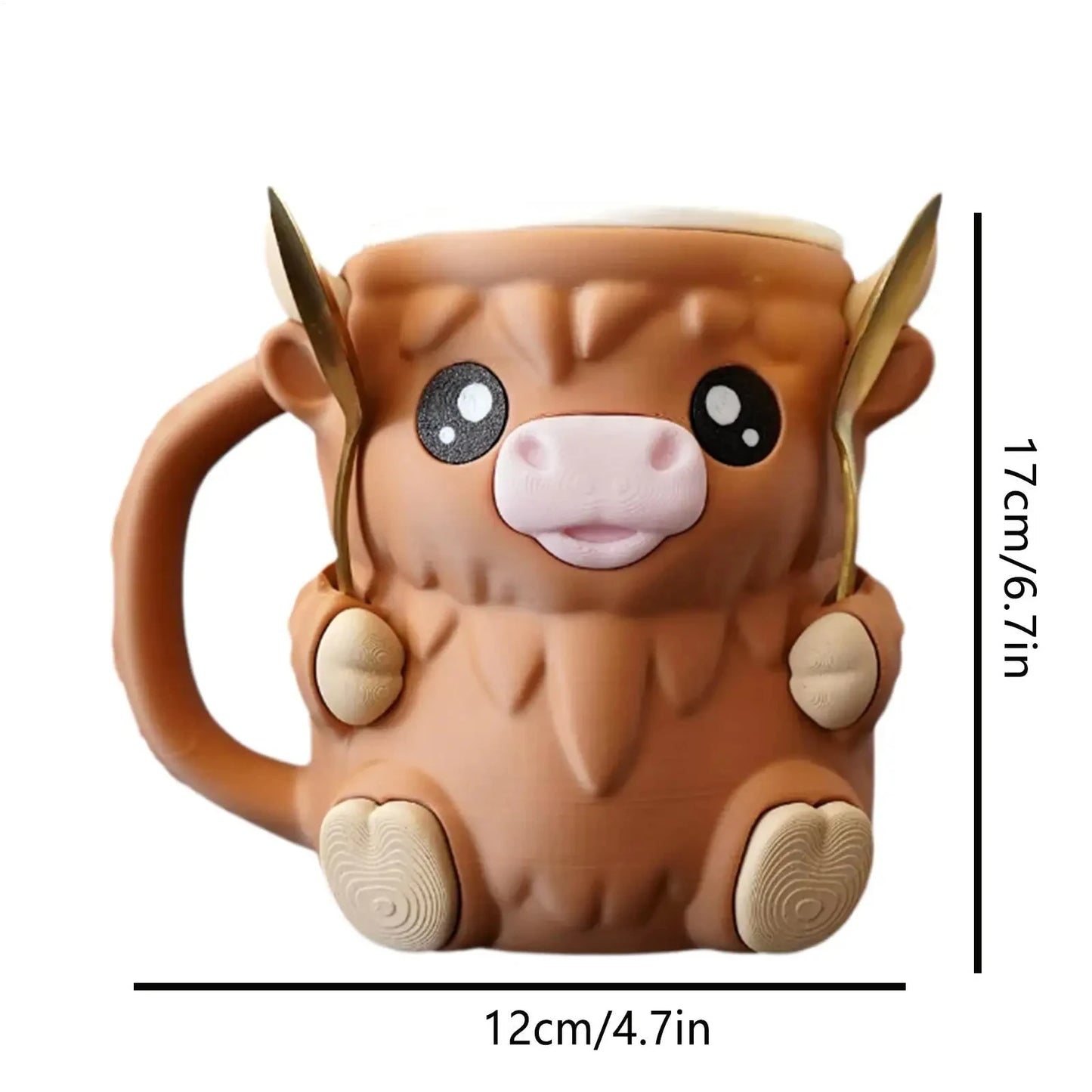 Cute Highland Cow Tumbler with Handle Reusable Ice Cream Cup for Snack Yogurt Kids Home Kitchen Dining Birthday Gifts Drinkware