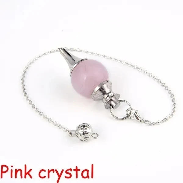Reiki Healing Chakra Pendulum Pendants Lucky Crystal Quartz Stone Pendulum Pendant With Silvery Ball Chain Hypnosis For Necklace