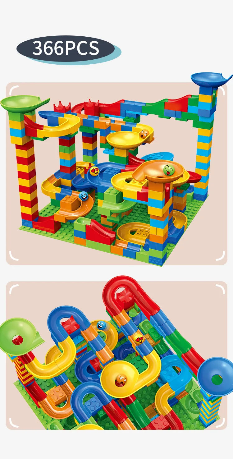 84-504PCS Marble Race Run Blocks Maze Ball Track Toy Compatible city Building Blocks Funnel Slide Blocks Toys DIY Bricks Toys