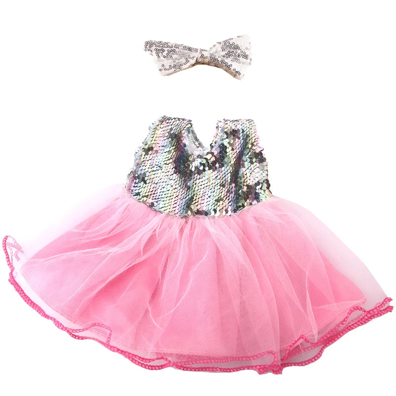 American 18 Inch Girl Doll Sequins Skirt Clothes Shining Cute Mini Dress For 43cm Baby New Born,OG,DIY Doll Accessories Toy
