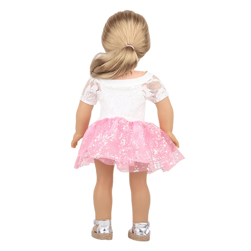 American 18 Inch Girl Doll Sequins Skirt Clothes Shining Cute Mini Dress For 43cm Baby New Born,OG,DIY Doll Accessories Toy