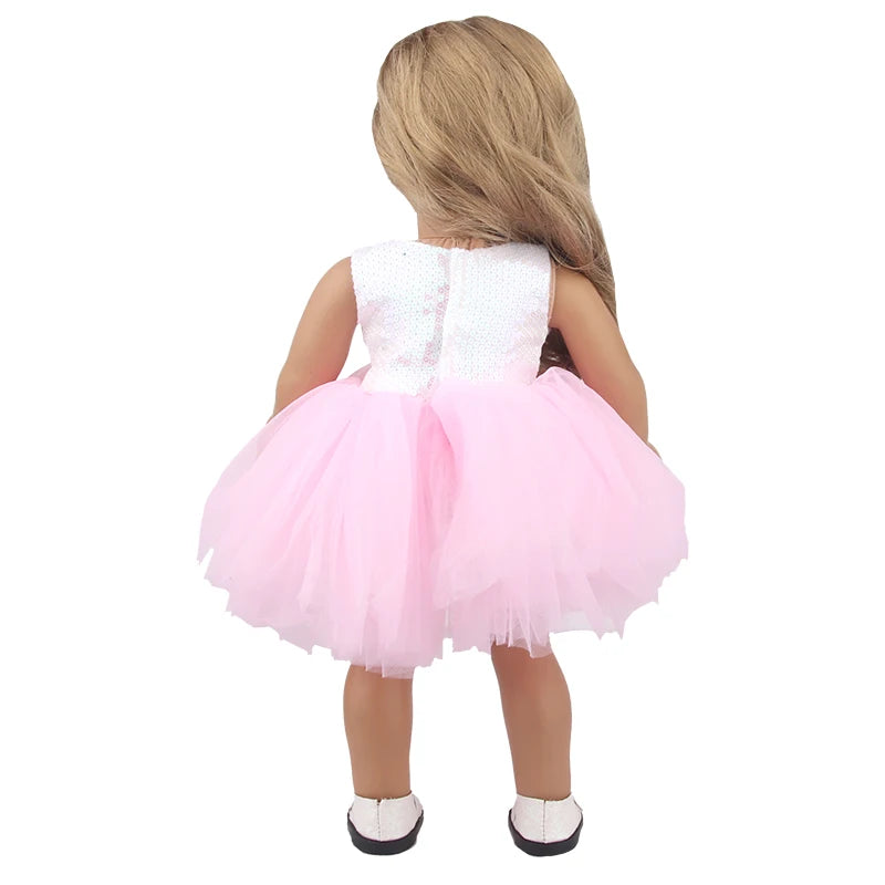 American 18 Inch Girl Doll Sequins Skirt Clothes Shining Cute Mini Dress For 43cm Baby New Born,OG,DIY Doll Accessories Toy