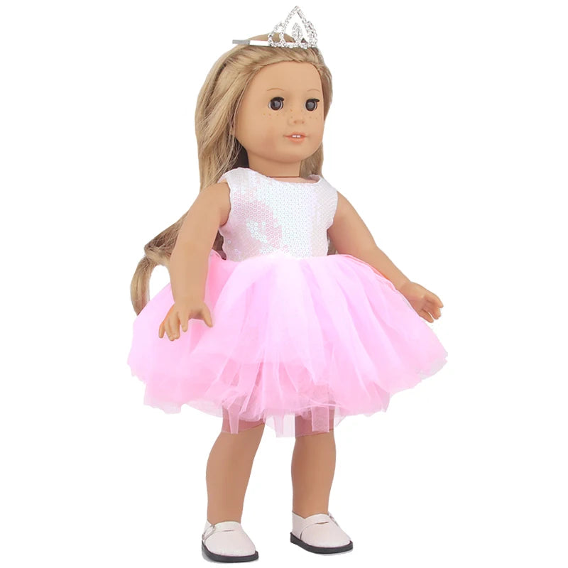 American 18 Inch Girl Doll Sequins Skirt Clothes Shining Cute Mini Dress For 43cm Baby New Born,OG,DIY Doll Accessories Toy