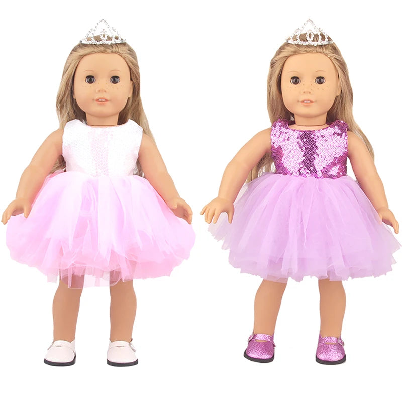 American 18 Inch Girl Doll Sequins Skirt Clothes Shining Cute Mini Dress For 43cm Baby New Born,OG,DIY Doll Accessories Toy