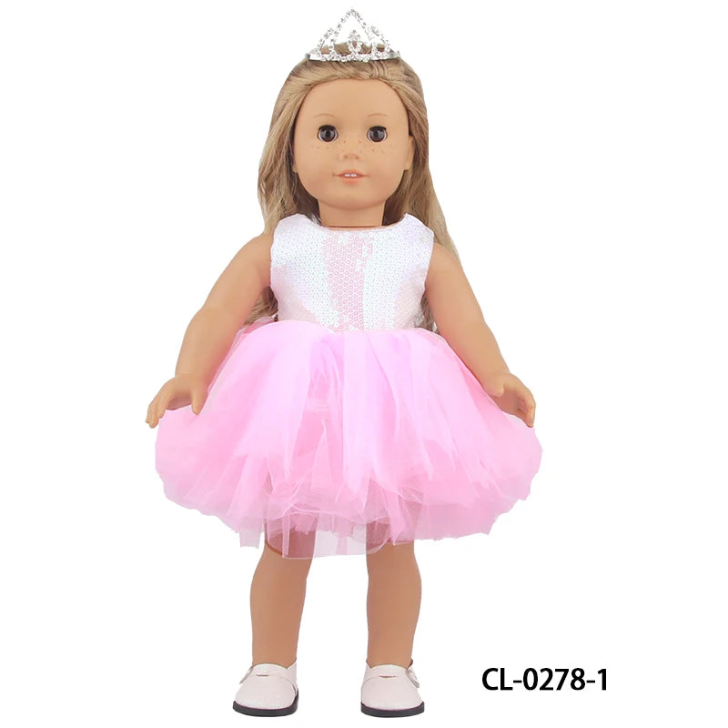 American 18 Inch Girl Doll Sequins Skirt Clothes Shining Cute Mini Dress For 43cm Baby New Born,OG,DIY Doll Accessories Toy